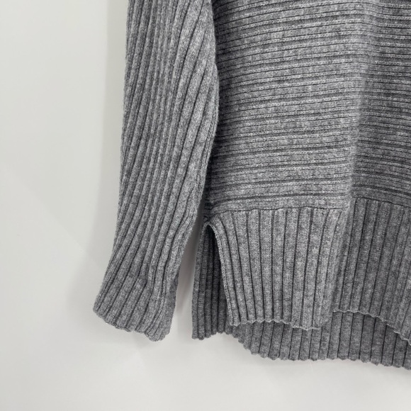 Anthropologie Moth Ribbed Knit Sweater Cowl Neck Pullover Low Hem Gray Small - Picture 5 of 7